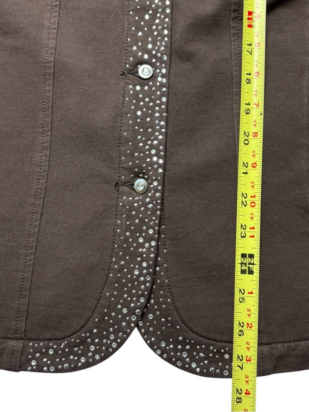 NWT Quacker Factory Brown Sparkle & Shine Rhinestone Twill Vest • Size Medium - Picture 6 of 10